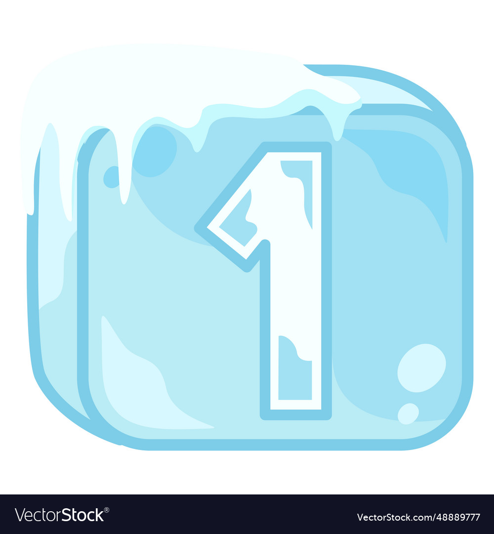 Ice cube number 1 vector image Ice cube number 1