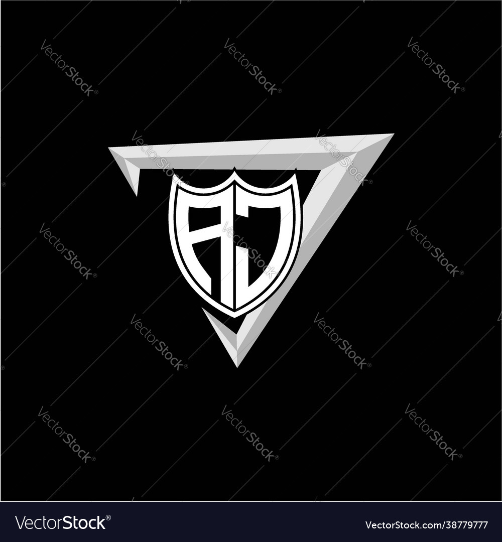 Initial letter a j shield shape with triangular Vector Image Initial letter a j shield shape with triangular