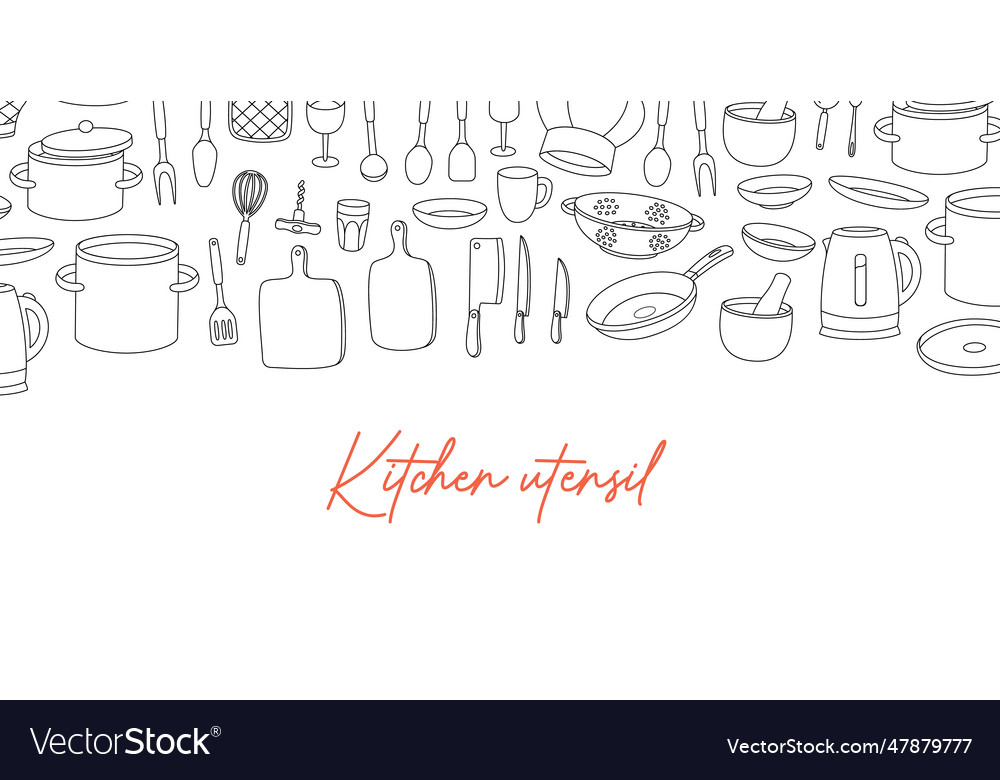 Kitchen utensils banner kitchenware horizontal