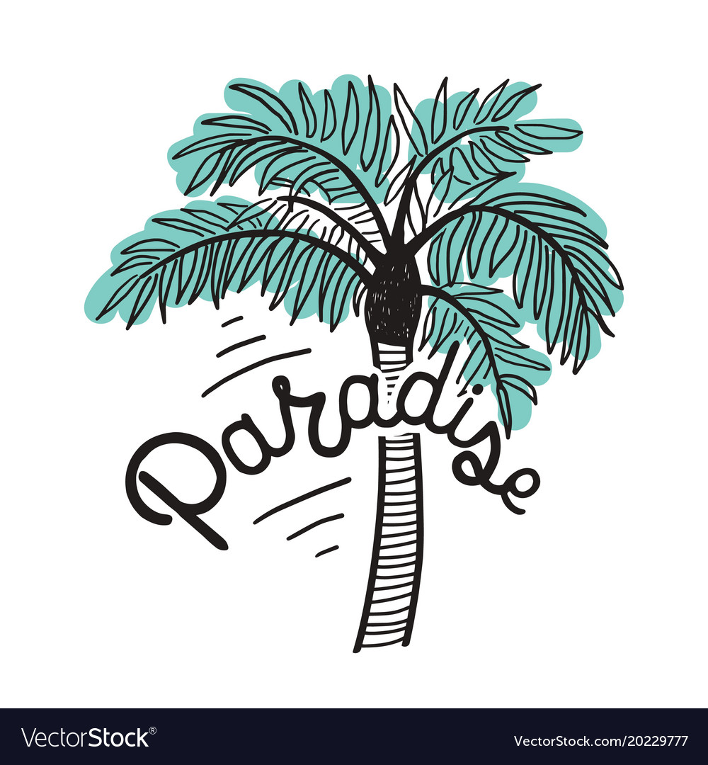 Paradise inscription written with cursive Vector Image