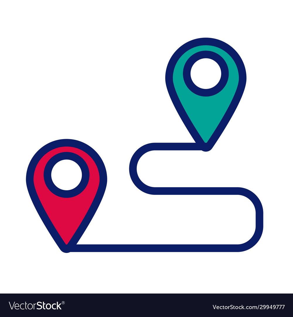 Pins pointers location distance line and fill