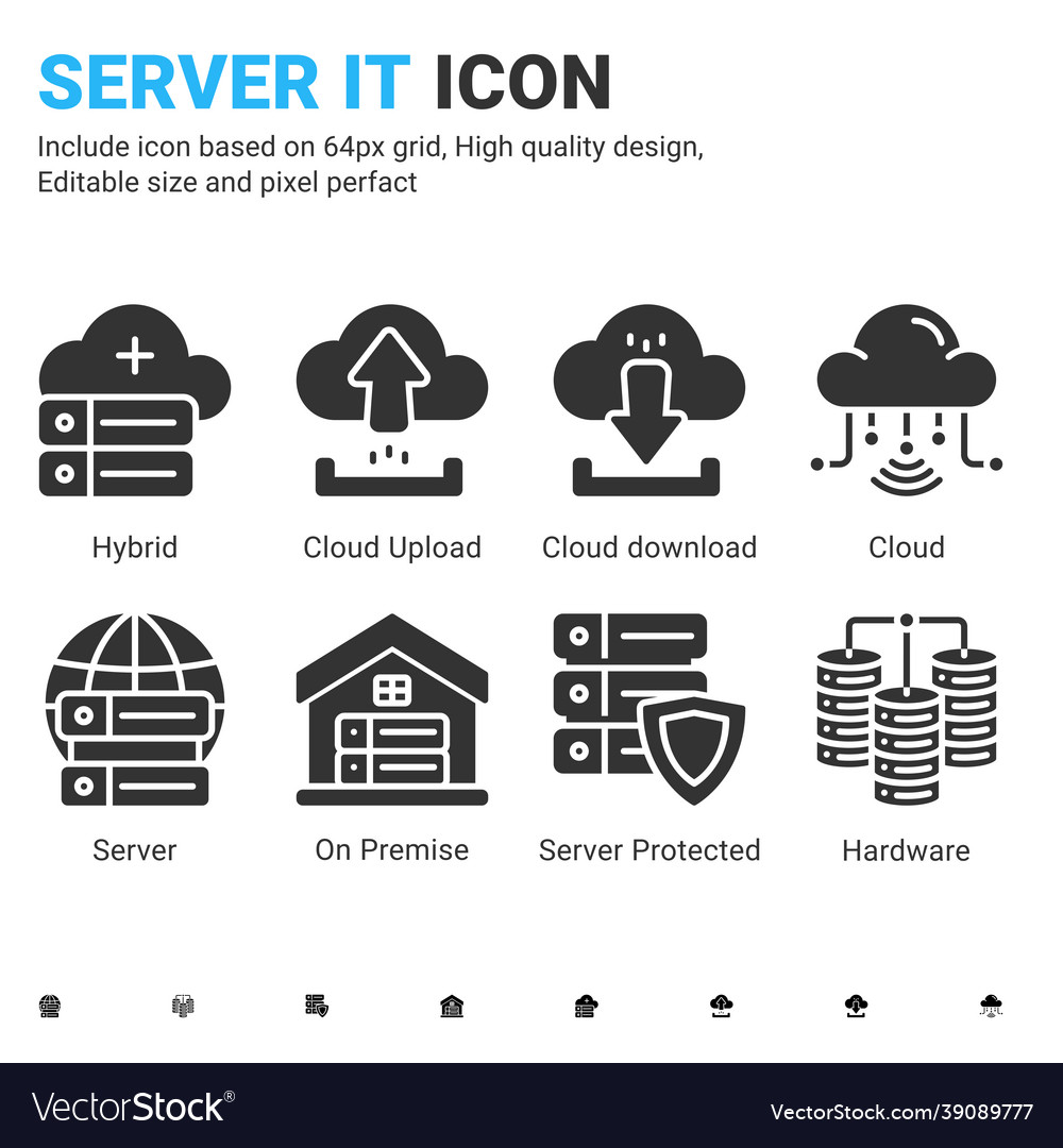 Server it and technology icon set editable size