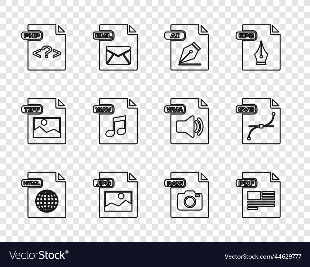 Set line html file document pdf ai jpg php vector image Set line html file document pdf ai jpg php