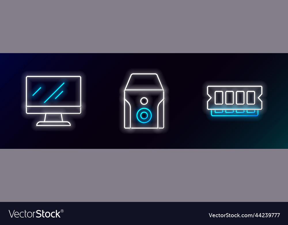 Set line ram random access memory computer vector image Set line ram random access memory computer