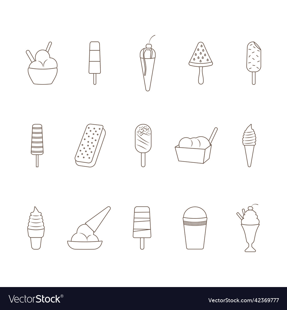 Set of line icons ice cream without color