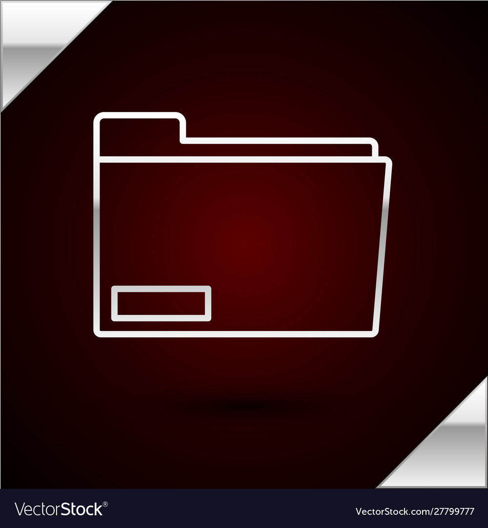 Silver line document folder icon isolated on dark vector image Silver line document folder icon isolated on dark