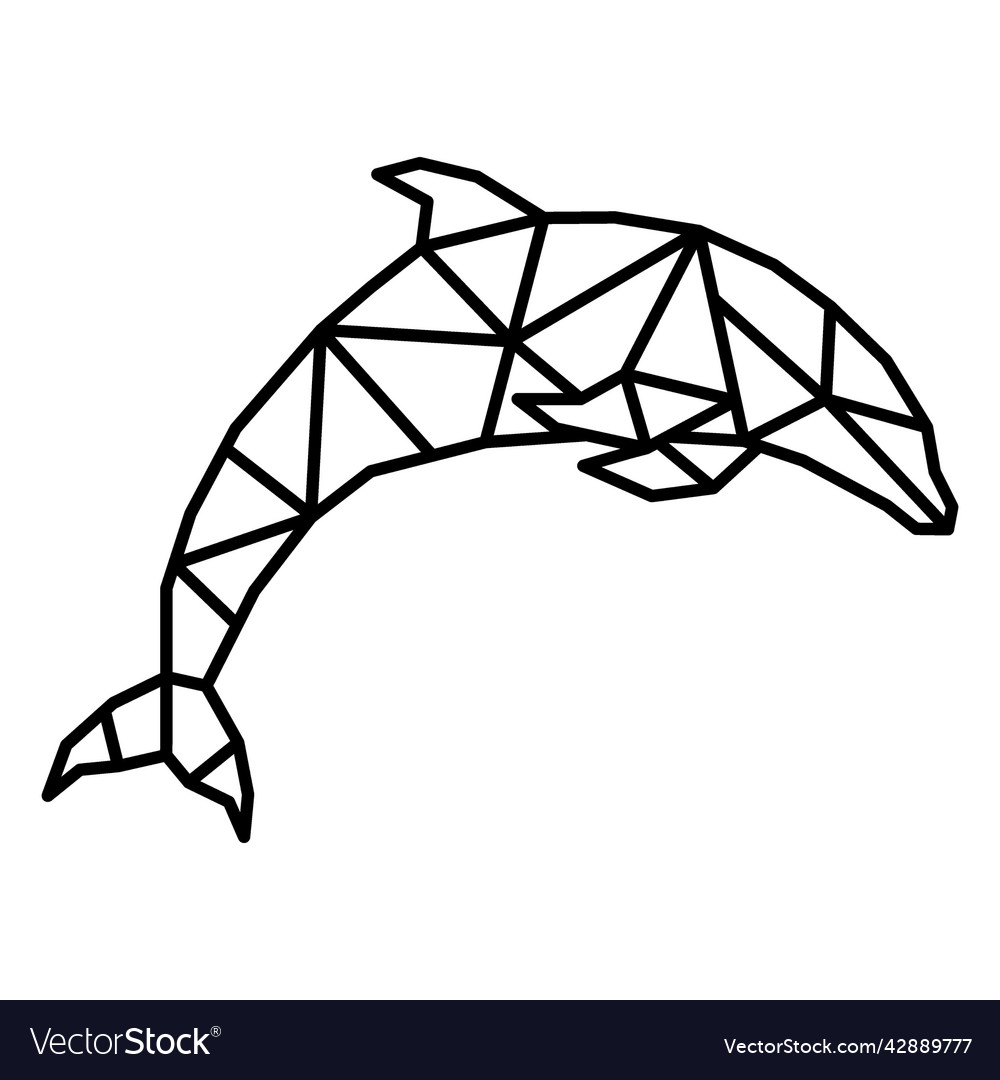 Simple polygonal stroke jumping dolphin high Vector Image