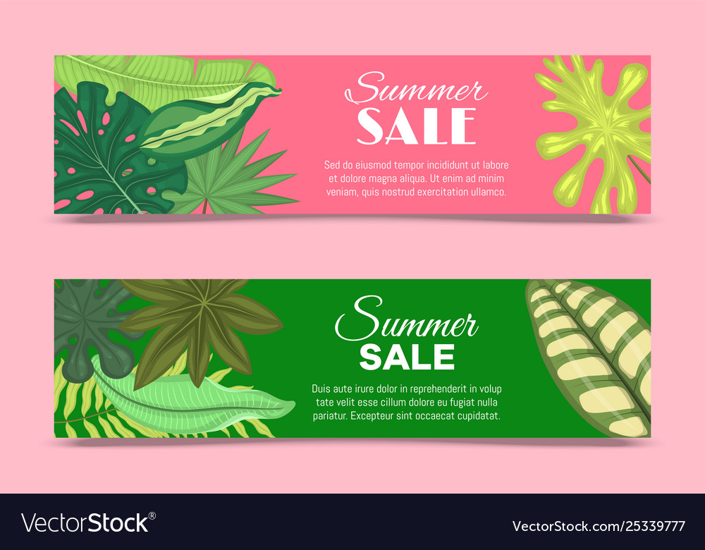 Summer time set banners flyers