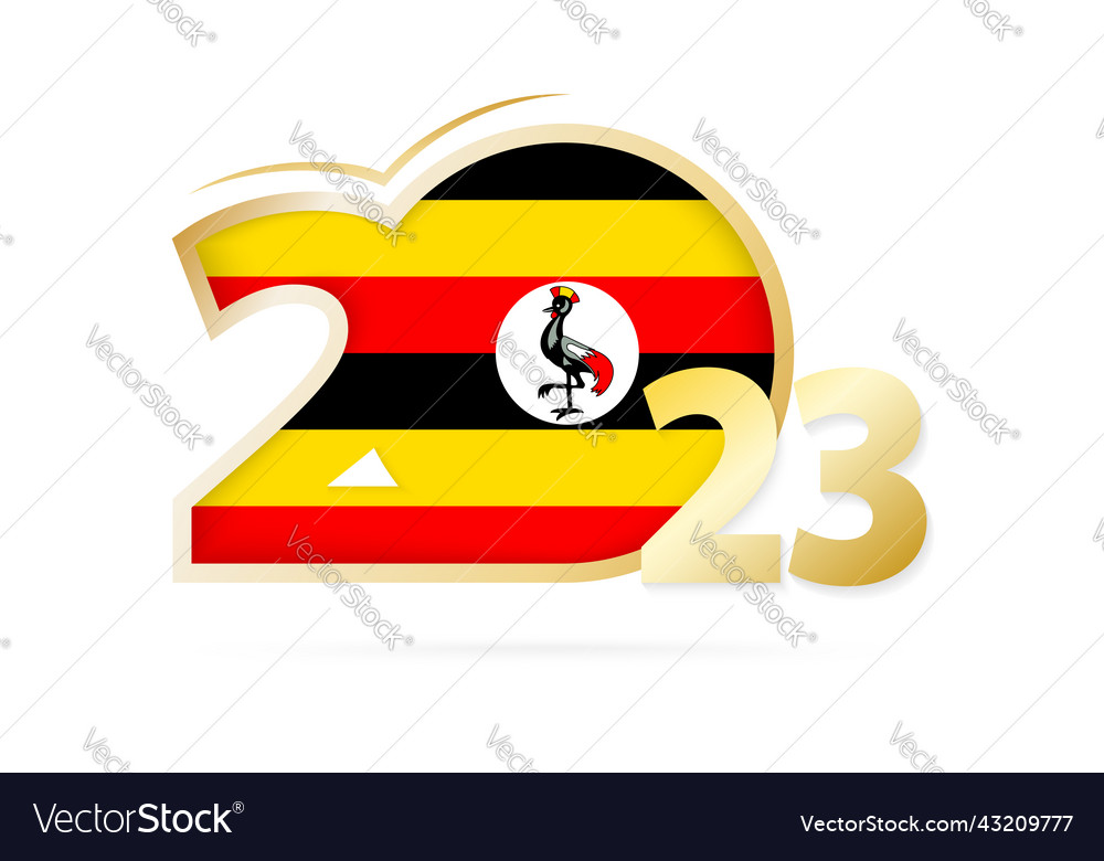 Year 2023 with uganda flag pattern Royalty Free Vector Image