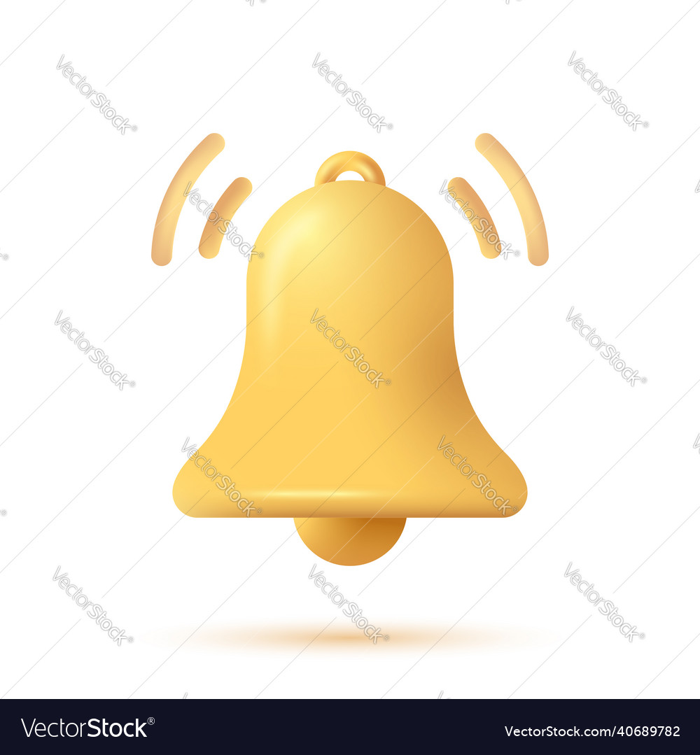 3d Notification Bell Icon In Cartoon Style Vector Image 1865