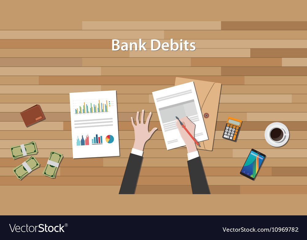 Bank debits concept with business man work