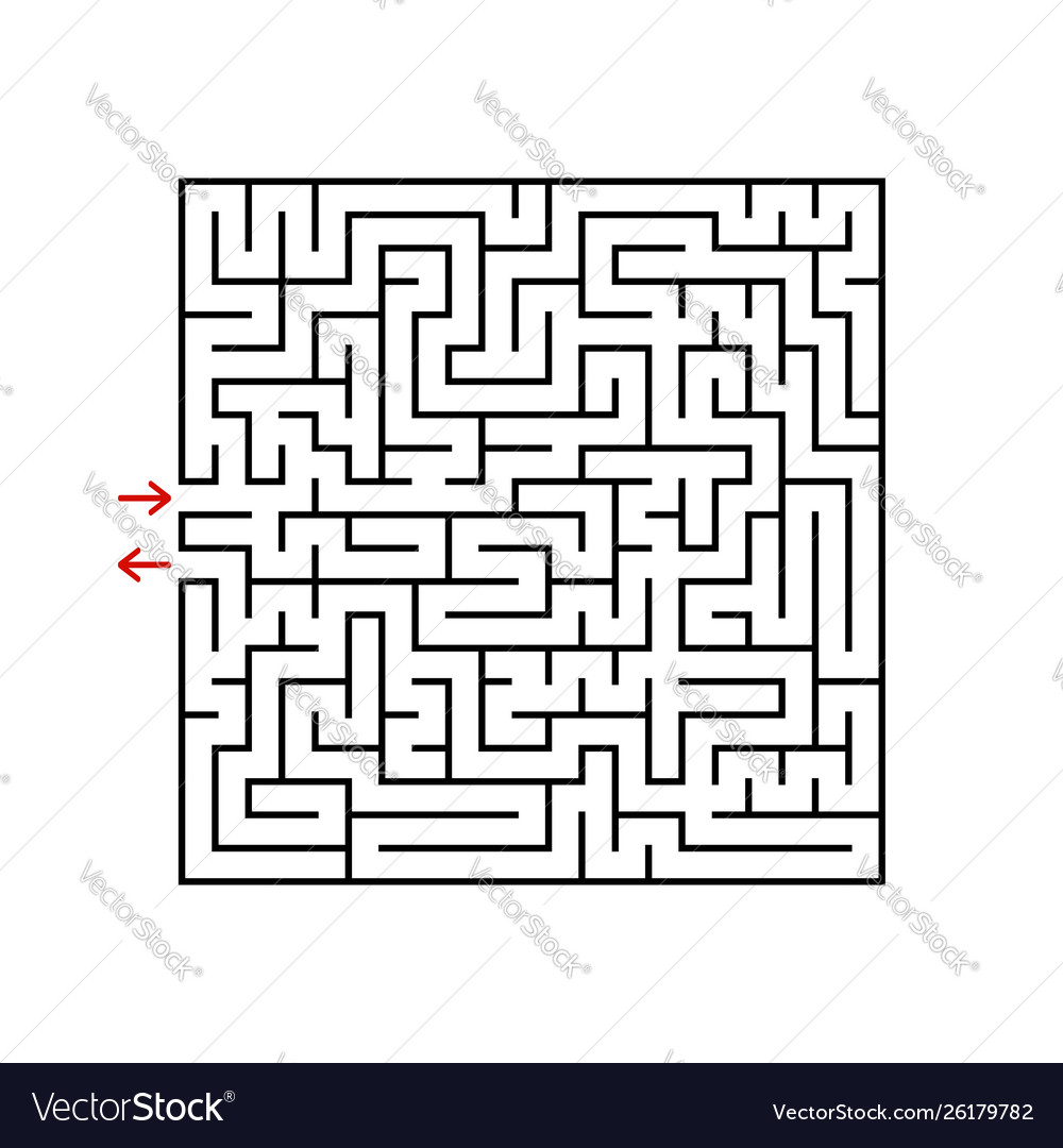 Black square maze with entrance and exit a game Vector Image