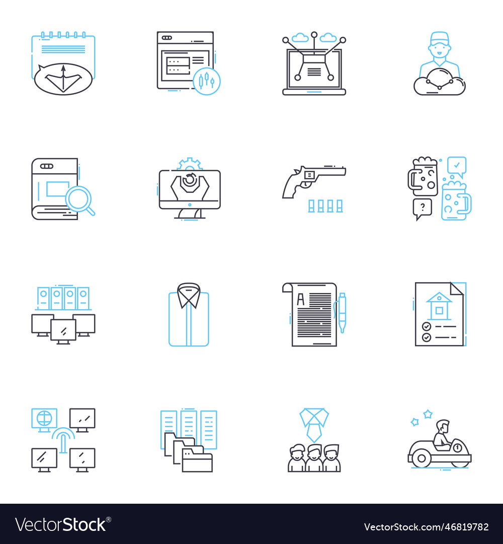 Contacting linear icons set call email message vector image Contacting linear icons set call email message