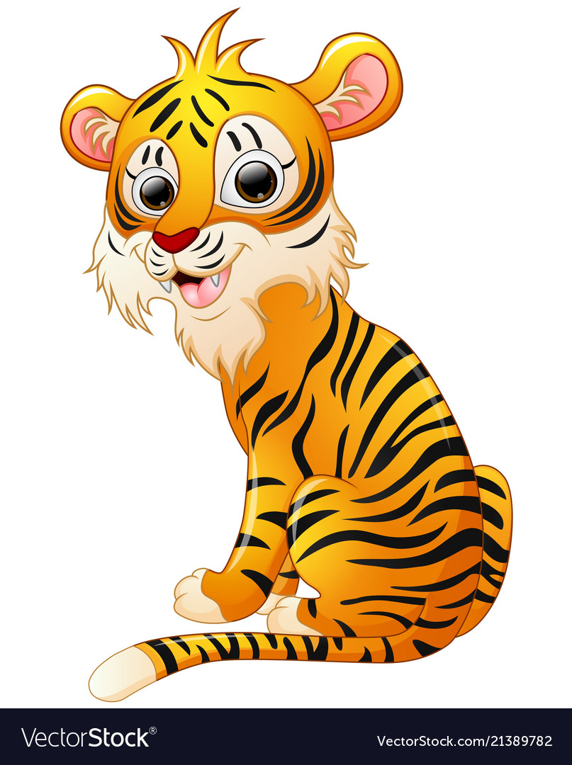 Cute tiger cartoon sitting Royalty Free Vector Image