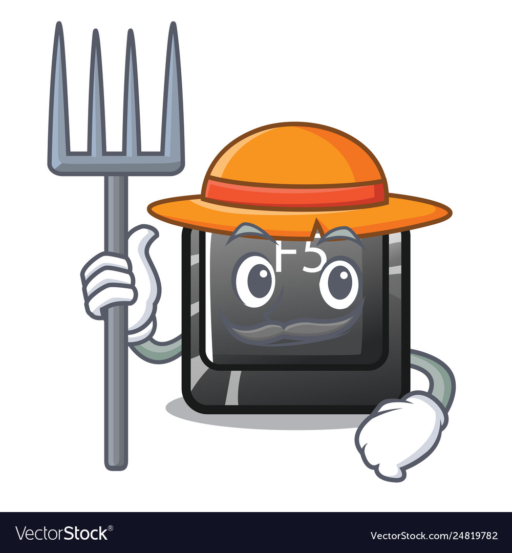 Farmer button f5 isolated with character vector image Farmer button f5 isolated with character