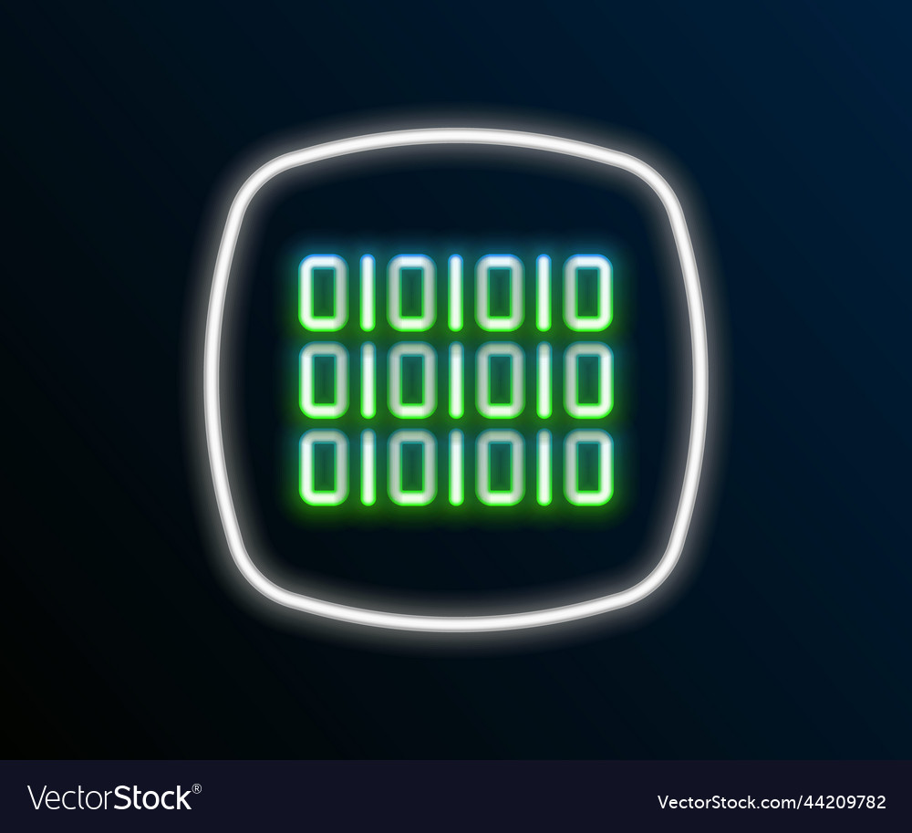 Glowing neon line binary code icon isolated vector image Glowing neon line binary code icon isolated