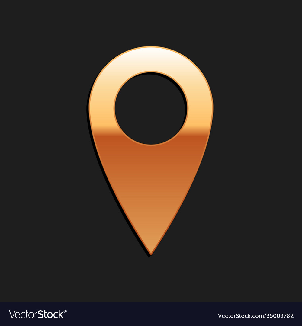 Gold Location Icon Isolated On Black Background Vector Image