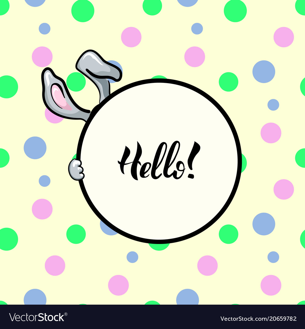 Hello rabbit round frame