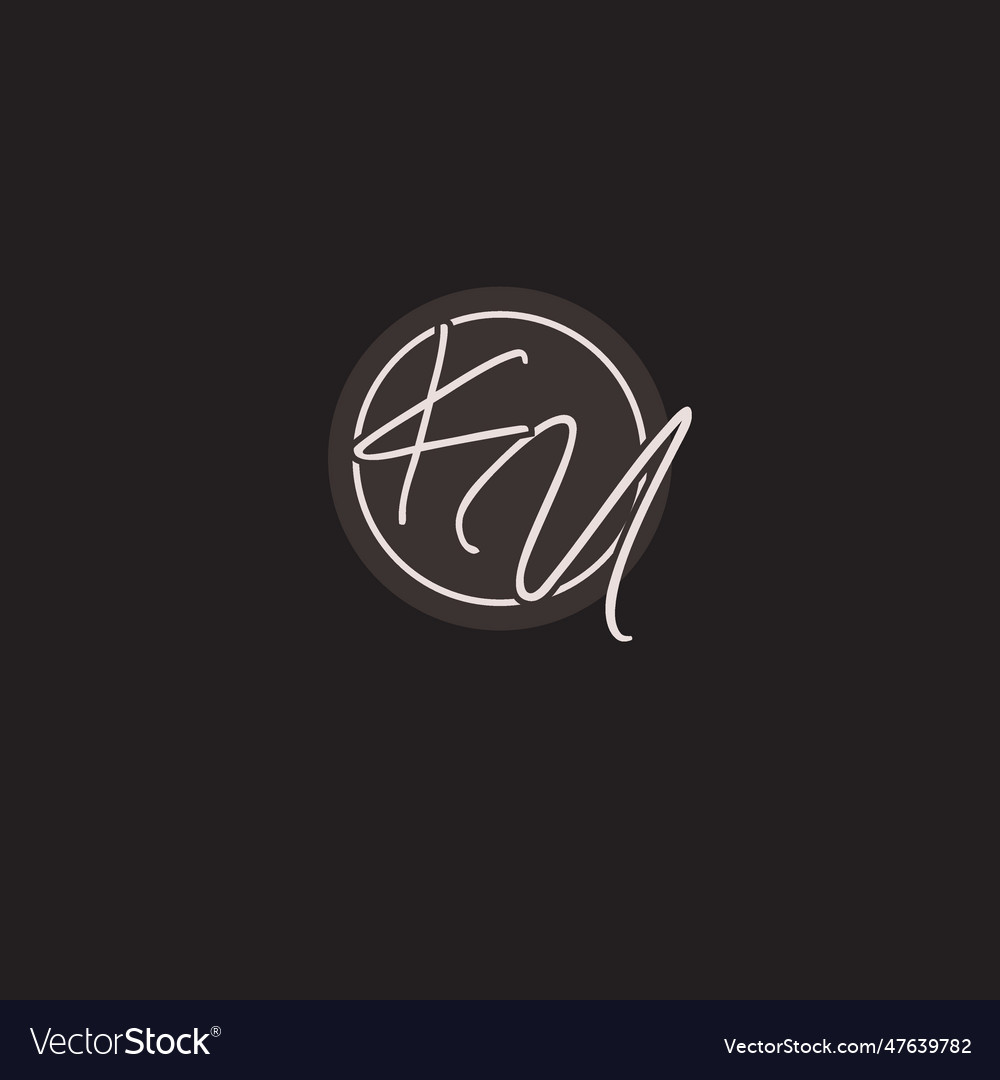Initials ku logo monogram with simple circle line