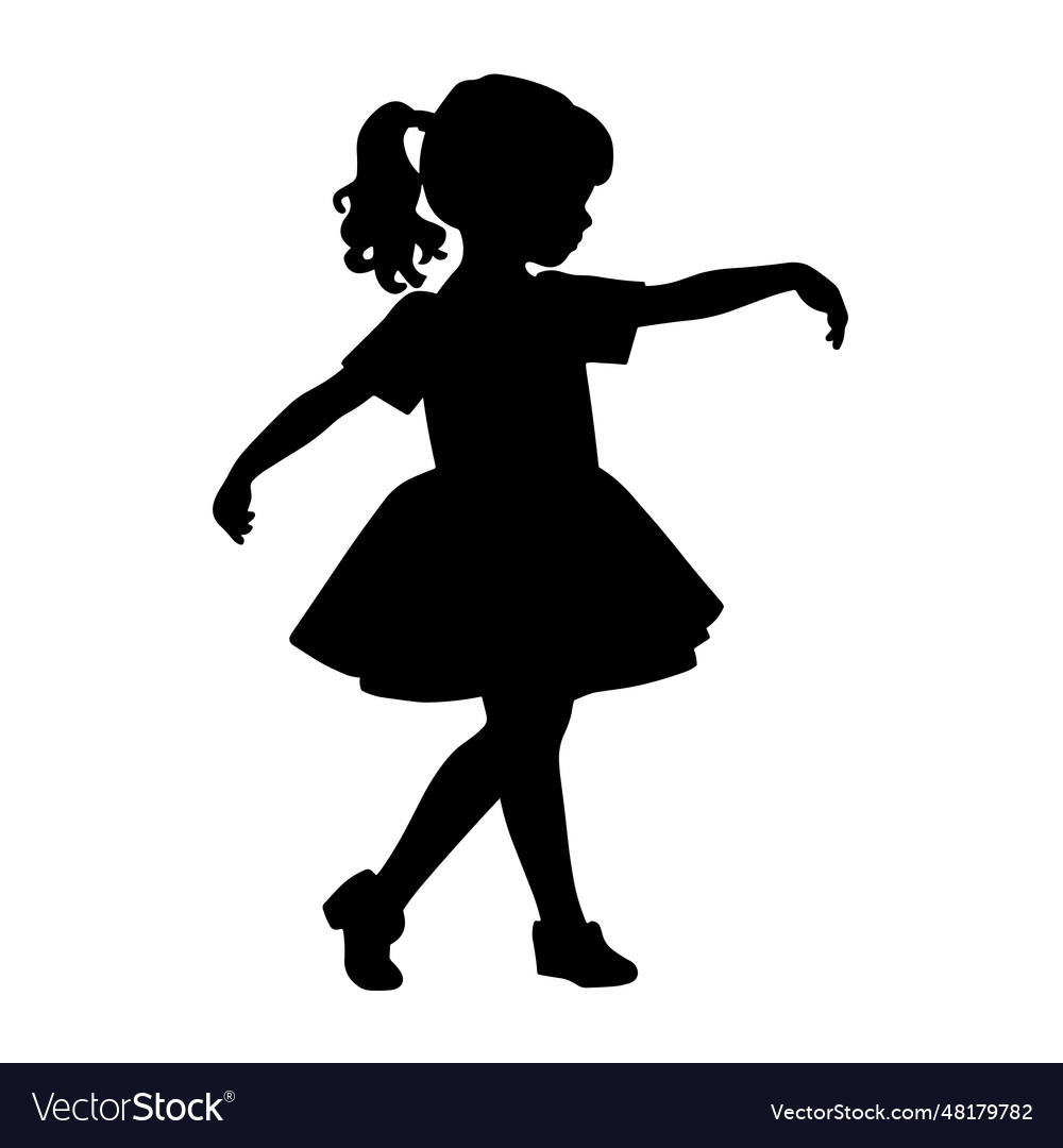 Kid girl dancing silhouette Royalty Free Vector Image