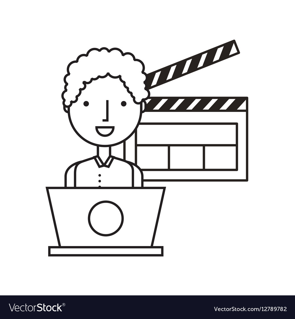 Man and laptop computer