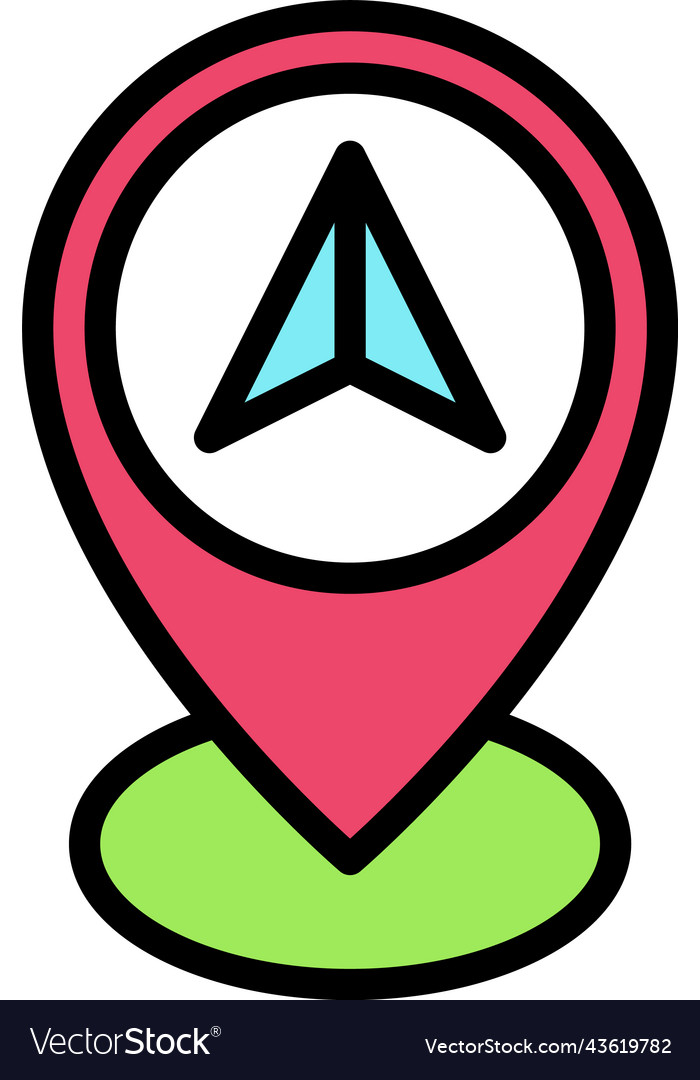Pin with direction sign icon location map