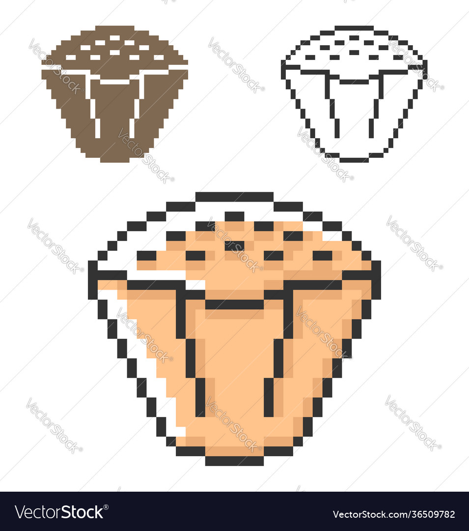 Pixel icon cupcake in three variants fully