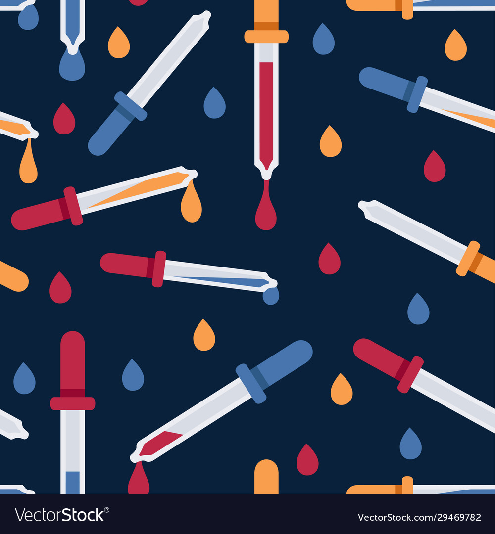 Seamless pattern laboratory transparent pipette vector image Seamless pattern laboratory transparent pipette
