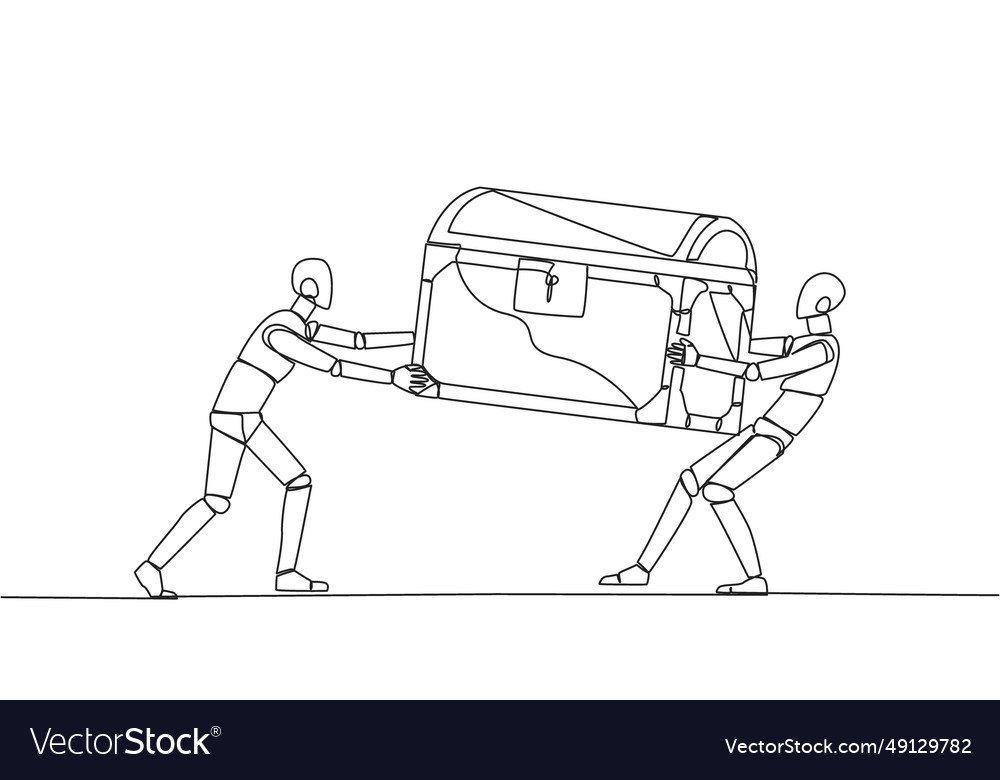Single continuous line drawing two egoistic robot vector image Single continuous line drawing two egoistic robot