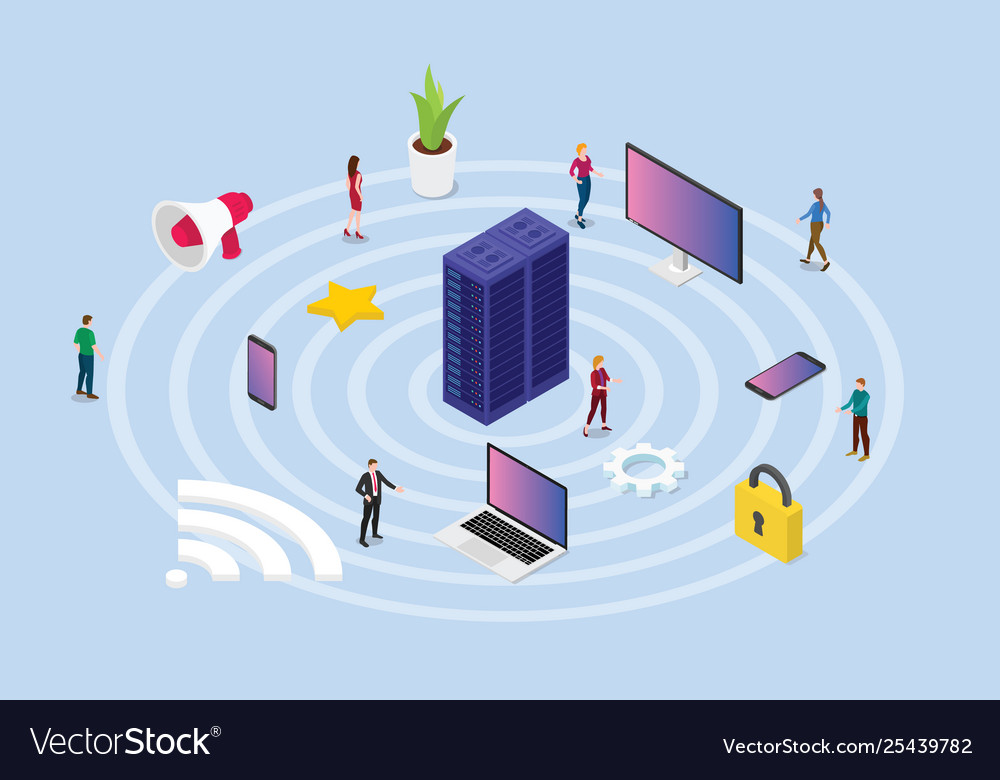 Wireless network concept with various device vector image Wireless network concept with various device