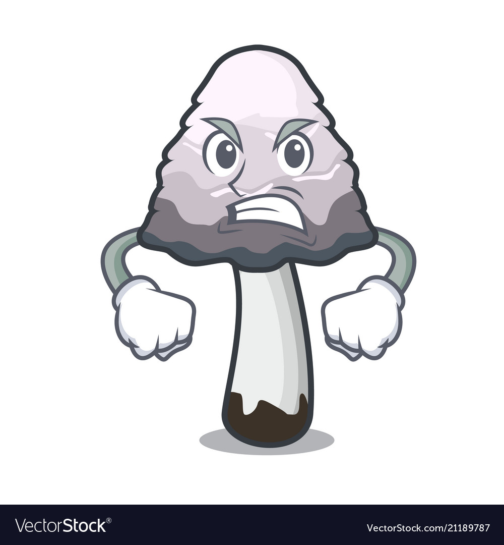 Angry shaggy mane mushroom mascot cartoon Vector Image