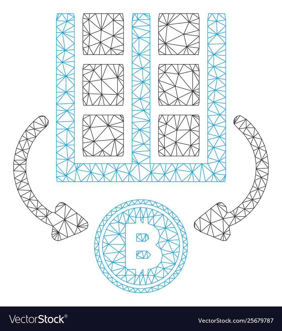 Bitcoin mining farm mesh 2d model vector image Bitcoin mining farm mesh 2d model