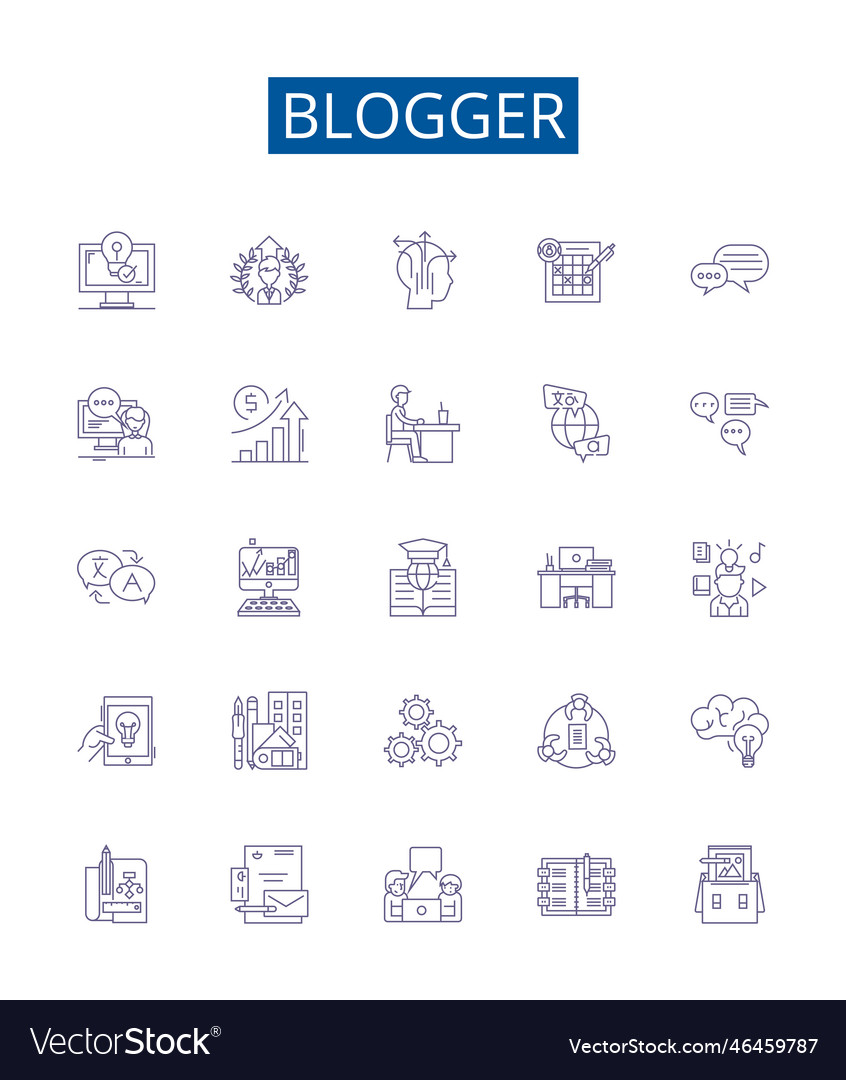 Blogger line icons signs set design collection