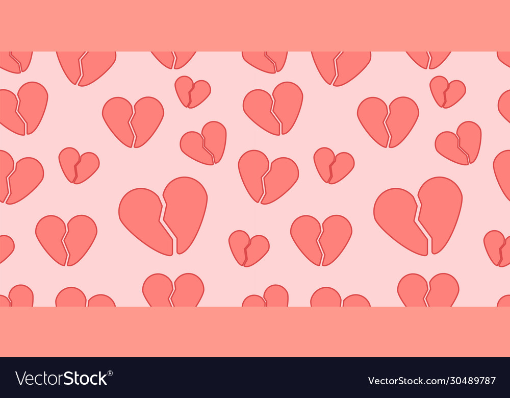 Broken heart seamless pattern vector image Broken heart seamless pattern