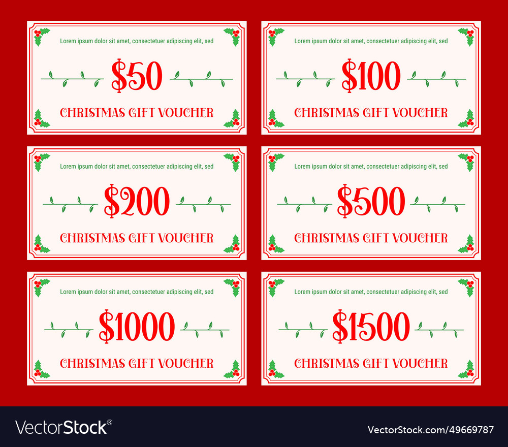 Christmas gift vouchers set Royalty Free Vector Image