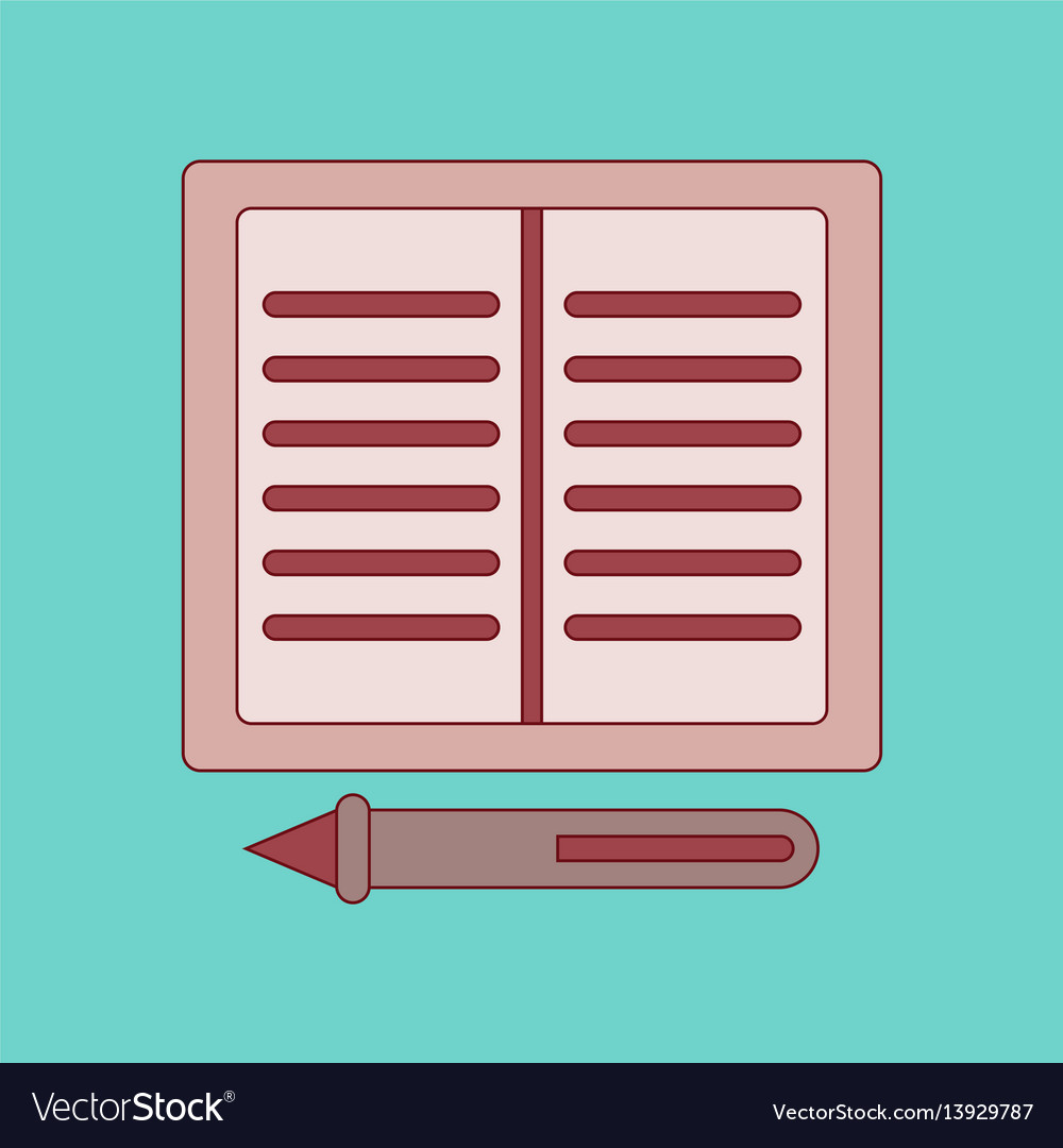 Flat icon with thin lines notebook pen