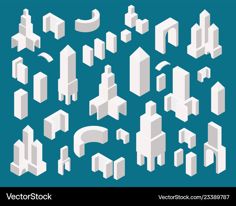 Isometric town constructor set for creating your Vector Image
