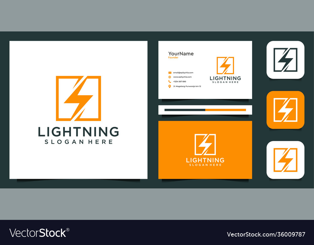 Lightning Flash Logo And Business Card Design Vector Image