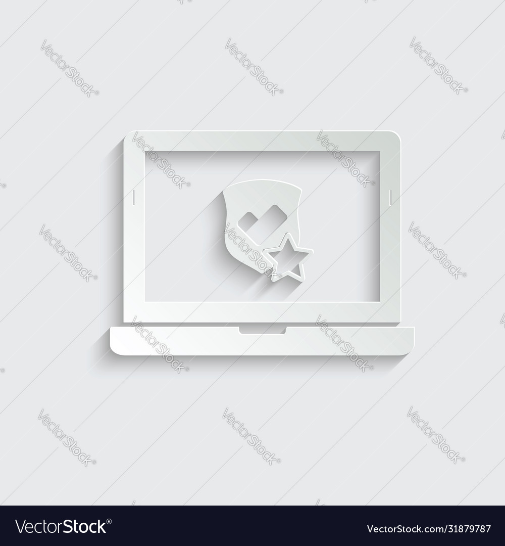Paper computer data protecting icon notebook vector image Paper computer data protecting icon notebook