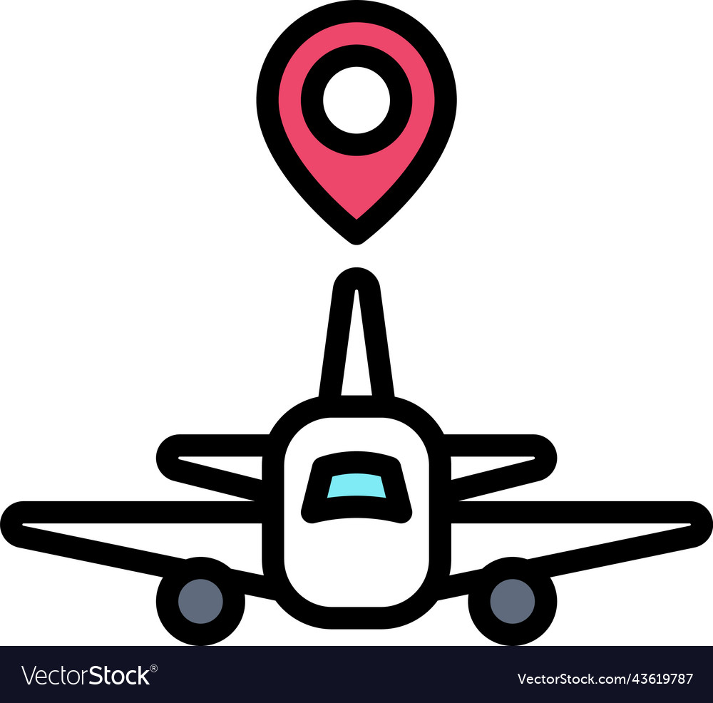 Pin with plane icon location map and navigation