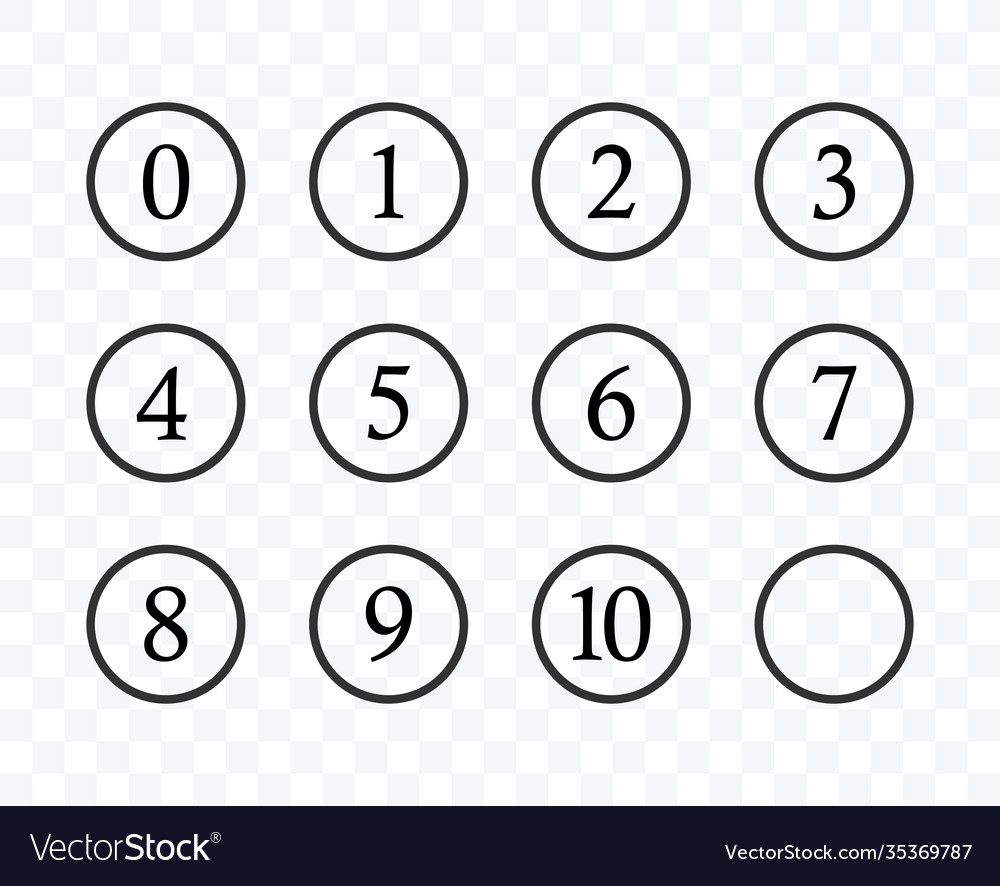 Set number in circle flat design style Royalty Free Vector