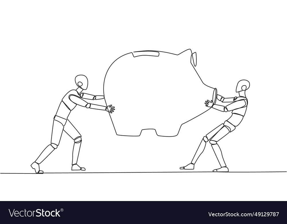 Single continuous line drawing two selfish robot