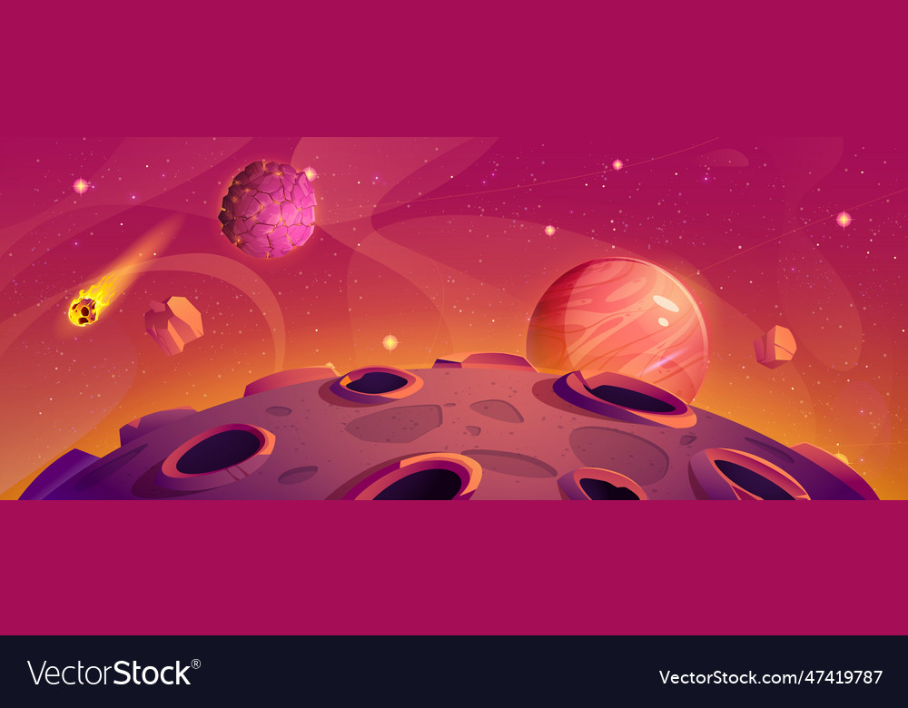 Space planet background cartoon game landscape Vector Image