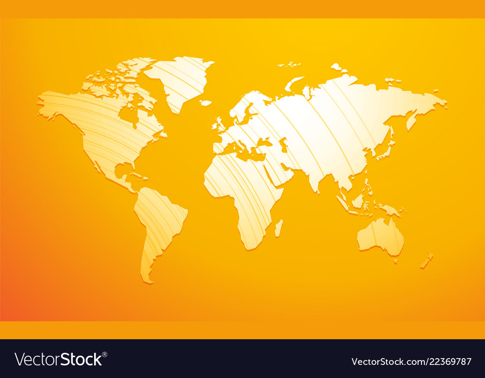 Striped world map yellow background