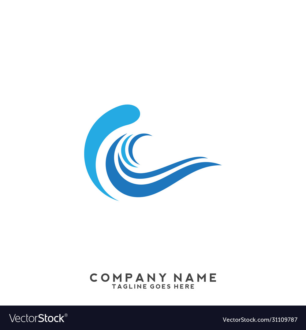 Water wave symbol and icon logo template Vector Image