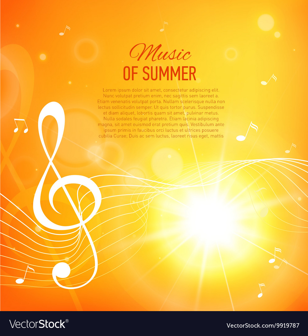 Yellow background with music notes and key