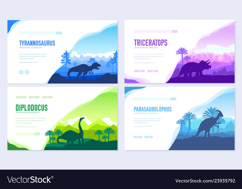 Brochures with set of primitive dinosaurs Vector Image Brochures with set of primitive dinosaurs Vector Image