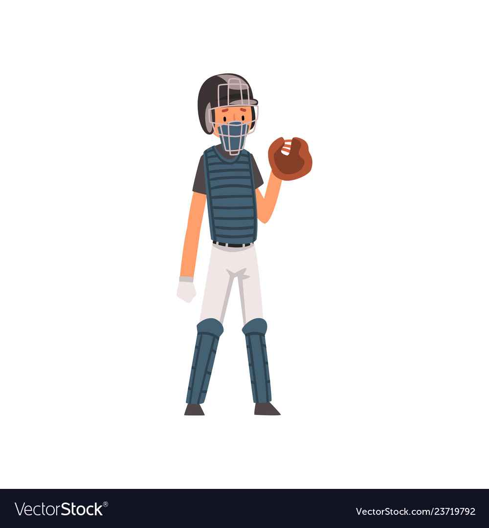 Baseball catcher cartoon icon Royalty Free Vector Image