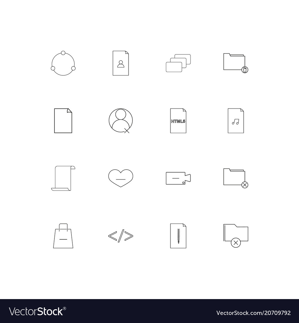 Files and folders sign simple linear icons set