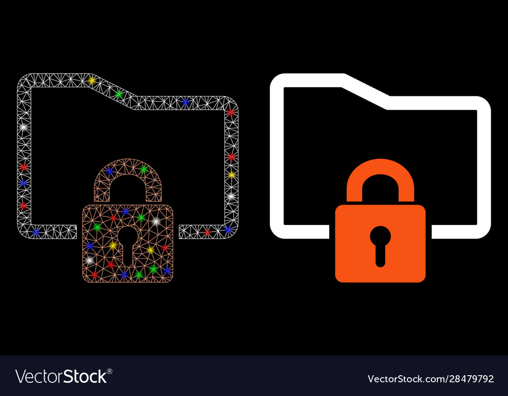 Flare mesh network folder locked icon with vector image Flare mesh network folder locked icon with